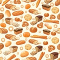 Vector bakery seamless pattern with cartoon bread