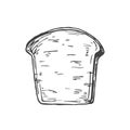 Vector Bakery Sketch. Hand Drawn Illustration of a Piece of Toast Bread. Isolated