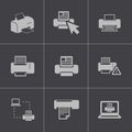 Vector balck printer icons set