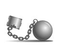 Vector ball and chain on a white background Royalty Free Stock Photo