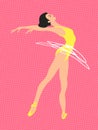 Vector elegant ballet dancer illustration on a retro vintage background. Royalty Free Stock Photo