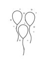 Vector ballons illustration. 10 eps linear art. Balloons logo isolated on white background. Balloons icons