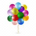 Vector balloon helium bunch isolated on transparent background.