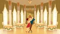 Vector ballroom, hall with dancers in palace Royalty Free Stock Photo