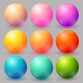 Vector balls set. Collection of colorful balls with shadow. Glossy spheres set isolated on grey background. Badge collection Royalty Free Stock Photo