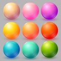 Vector balls set. Collection of colorful balls with shadow. Glossy spheres set isolated on grey background. Badge collection, Royalty Free Stock Photo