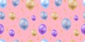 Vector Baloons Seamless Pattern, Pastel Colors Background Template, Festive Confetti Explosion and Balloons, 3D Illustration. Royalty Free Stock Photo