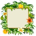 Vector Bamboo Frame with Tropical Flowers