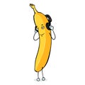 Vector Banana Character with Headphones