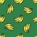 Vector banana seamless pattern. Modern texture. Repeating endless abstract hand drawn background