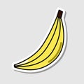 Vector banana sticker in cartoon style. Isolated fruit