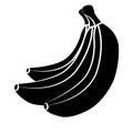 Vector bananas. Bunches of black banana fruits with white stroke isolated on white background. Bananas silhouette Royalty Free Stock Photo