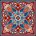 Vector bandana print with paisley ornament. Cotton or silk