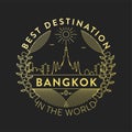 Vector Bangkok City Badge, Linear Style Royalty Free Stock Photo