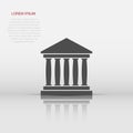 Vector bank building icon in flat style. Museum sign illustration pictogram. Building business concept Royalty Free Stock Photo