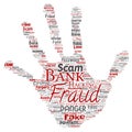 Vector bank fraud payment scam danger hand print