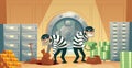 Vector bank vault robbery by thieves, criminals Royalty Free Stock Photo