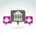 Vector banking symbol, financial institution icon. Speech bubble