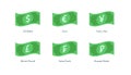 Vector banknote money flat icon illustration. Set of flying world currency as dollar, euro, pound, frank, yuan and yen isolated on Royalty Free Stock Photo