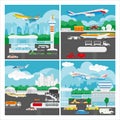 Vector banner of airport landscape. Royalty Free Stock Photo