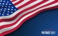 Vector banner with American flag and text Patriot Day on dark blue background. Royalty Free Stock Photo