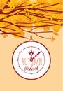 Vector banner with autumn tree and clock Royalty Free Stock Photo