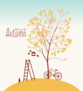 Vector banner with autumn tree and inscription Royalty Free Stock Photo