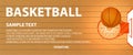 Vector banner, basketball court, a ball in basket Royalty Free Stock Photo