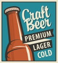 Vector banner with beer bottle in retro style