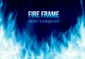 Vector banner with blue color burning fire frame Royalty Free Stock Photo