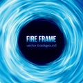 Vector banner with blue color burning fire frame Royalty Free Stock Photo