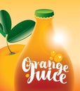 Bottle with inscription orange juice