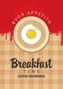 Vector banner for breakfast time with fried egg