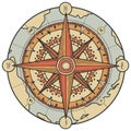 Vector banner with compass, wind rose and old map Royalty Free Stock Photo