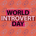 Vector banner design celebrating world Introvert day on the 2nd of January with a heat inside a lock pattern to represent solitude Royalty Free Stock Photo