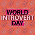 Vector banner design celebrating world Introvert day on the 2nd of January with a heat inside a lock pattern to represent solitude