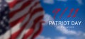 Vector banner design template with American flag and text on dark blue background for Patriot Day.