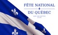 Vector banner design template with flag of Quebec. Royalty Free Stock Photo