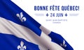 Vector banner design template with flag of Quebec province. Royalty Free Stock Photo