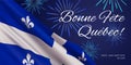 Vector banner design template with flag of Quebec province, Royalty Free Stock Photo