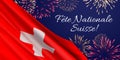 Vector banner design template with realistic flag of Switzerland Royalty Free Stock Photo