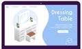 Vector banner of dressing table in isometric view