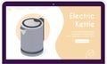 Vector banner of electric kettle in isometric view