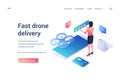 Vector banner for fast drone delivery service