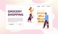 Vector banner of grocery shopping concept, store advertising template Royalty Free Stock Photo