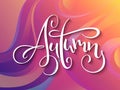 Vector banner with hand lettering label - autumn - on abstract background