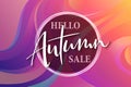 Vector banner with hand lettering label - autumn - on abstract background