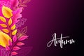 Vector banner with hand lettering label - autumn - and leaves