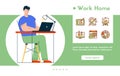 Vector banner illustration of creative work at home