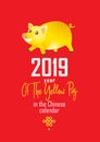 Illustration of kawaii pig, symbol of 2019 on the Chinese calendar. Royalty Free Stock Photo